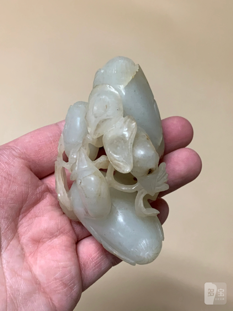 清 白玉荷花鸳鸯如意摆件 - 图6